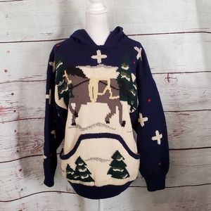 Vintage Berek Wool Christmas Hooded Sweater